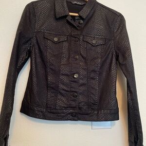 Mavi Jeans‎ Women’s Black Cropped-Fit Patterned Maran Jacket Size Medium